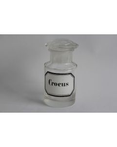 Ancien flacon d'apothicaire verre émaillé Crocus