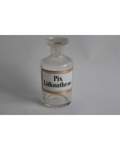 Ancien flacon d'apothicaire verre émaillé Pix Lithantrac