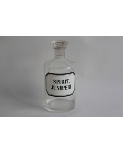 Ancien flacon d'apothicaire verre émaillé Spirit Juniperi