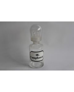 Ancien flacon d'apothicaire verre émaillé Ol: Camphorat