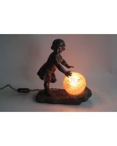 Veilleuse régule Petite fille A. J. Scotte Art Nouveau