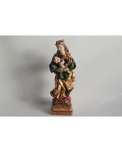 Sculpture bois Vierge couronnée à l'enfant XIXe siècle