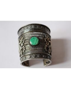 Bracelet Oriental argent malachite Bouddhas Chine
