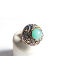 Bague argent vermeil émail Chine