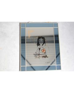 Tableau verre eglomisé Femme au violon