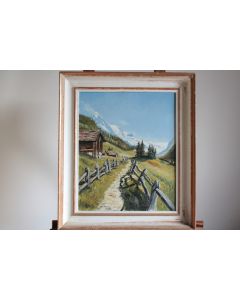 Tableau peinture Paysage alpin Montagne Suisse André Chs. 1958