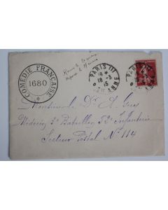 Enveloppe comédie française 1680 Paris 1915