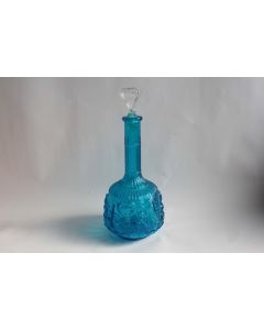 Carafe verre bleu Signes du zodiaque Empoli Italie
