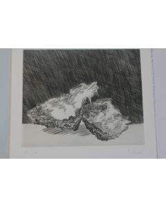 Lithographie Burin original Pierre Skira Deux huîtres