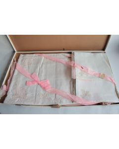 Ancienne Nappe et 12 sets de table Lin Dentelle de Luxeuil