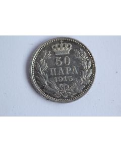 Monnaie argent 50 para 1915 Serbie