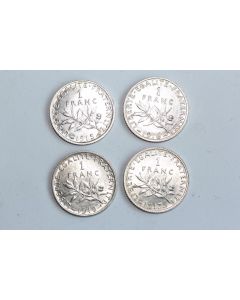 Monnaies argent 1 franc 1915-15-17-18 France SUP+