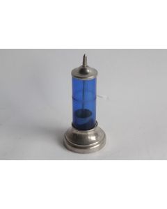 Porte cure-dents en verre bleu et métal argenté