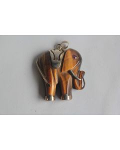 Pendentif Éléphant Œil du tigre vermeil