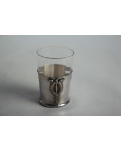 Verre à liqueur cristal et métal argenté