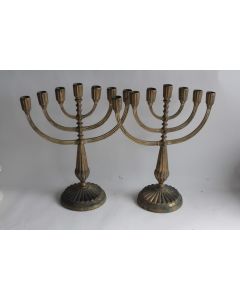 Paire de chandeliers Menorah Judaïca
