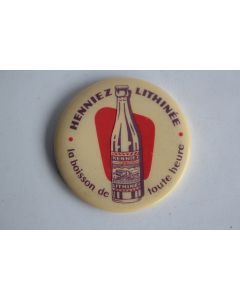 Miroir de poche publicitaire Boisson Henniez Lithinée
