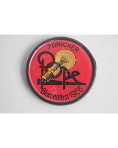 Miroir de poche publicitaire Ampoule Pope Züricher Blumenfest 1928