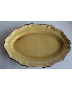 Ancien grand Plat provençal terre vernissée ocre