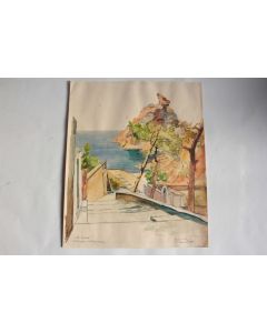 Aquarelle La Ciotat Calanque de Figuerolles d'après Hans Sutter