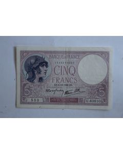 Billet 5 Francs violet type 1917 modifié France
