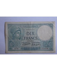 Billet 10 Francs minerve type 1915 France