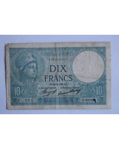 Billet 10 Francs minerve type 1915 France
