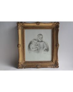 Dessin original crayon enfant Suisse Schweizer-Hirzel XIXe siècle