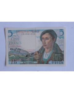 Billet 5 Francs berger type 1943 France