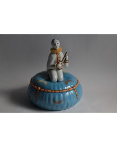 Bonbonnière porcelaine Limoges Pierrot musicien