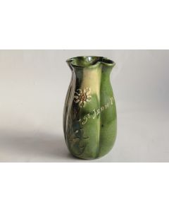 Vase terre vernissée Edelweiss Saint-Jean-d'Aulps Art Populaire Savoie