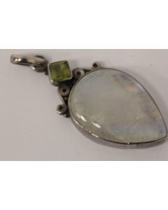 Pendentif argent Pierre de lune Péridot