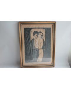 Lithographie originale Couple Hugo Gehlin