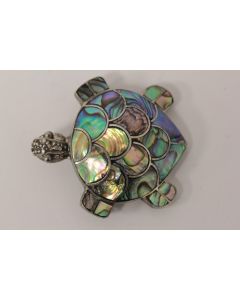 Broche Tortue de mer argent et Coquillage d'Abalone