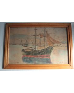 Aquarelle Bateaux Nice Charles Pierre Bernard