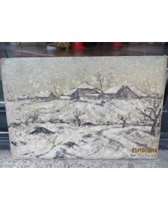 Peinture à l'huile sur panneau Hiver Marius Chambaz