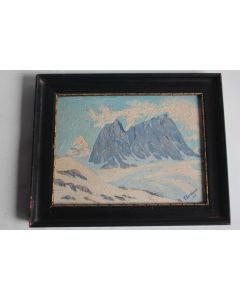 Tableau peinture Montagne Alpes Suisse E. Leemann 1932
