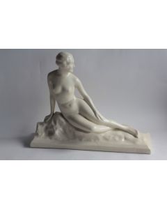 Femme nue céramique craquelée Art déco