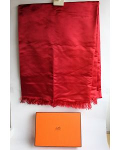 HERMES Écharpe soie rouge
