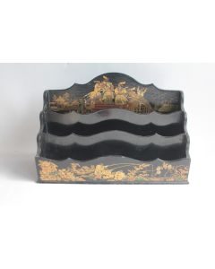Porte courrier papier mâché laqué Napoléon III