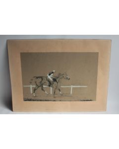 Dessin original Cheval de course Jockey XIXe siècle