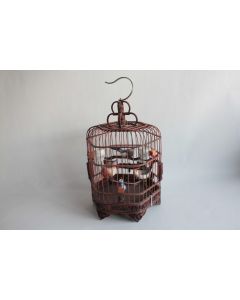 Ancienne Cage oiseaux Chine mangeoires porcelaine