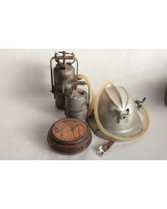 Lot Objets mineur Casque Lampe Boite
