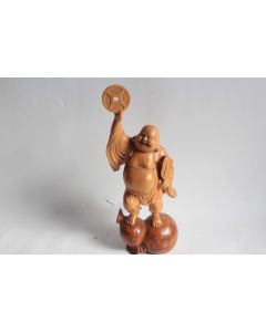 Bouddha rieur bois sculpté