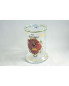 Chope à bière verre soufflé émaillé Franc-maçon Bohème