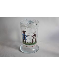 Chope à bière verre soufflé émaillé Bohème