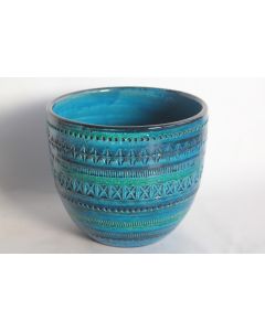 Cache pot céramique bleu Aldo LONDI pour Bitossi Blue Rimini Italie