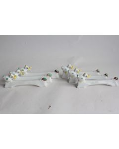 6 Porte-couteaux porcelaine Caneton et scarabée