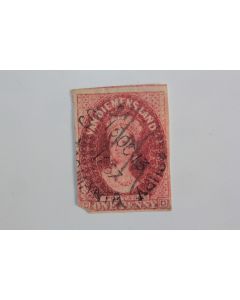 Timbre Colonie anglaise Tasmanie Victoria one penny annulé 1857-1860
