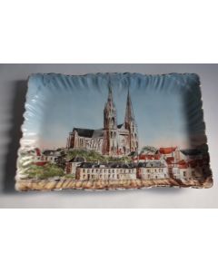 Plat de service rectangulaire porcelaine Cathédrale de Chartres